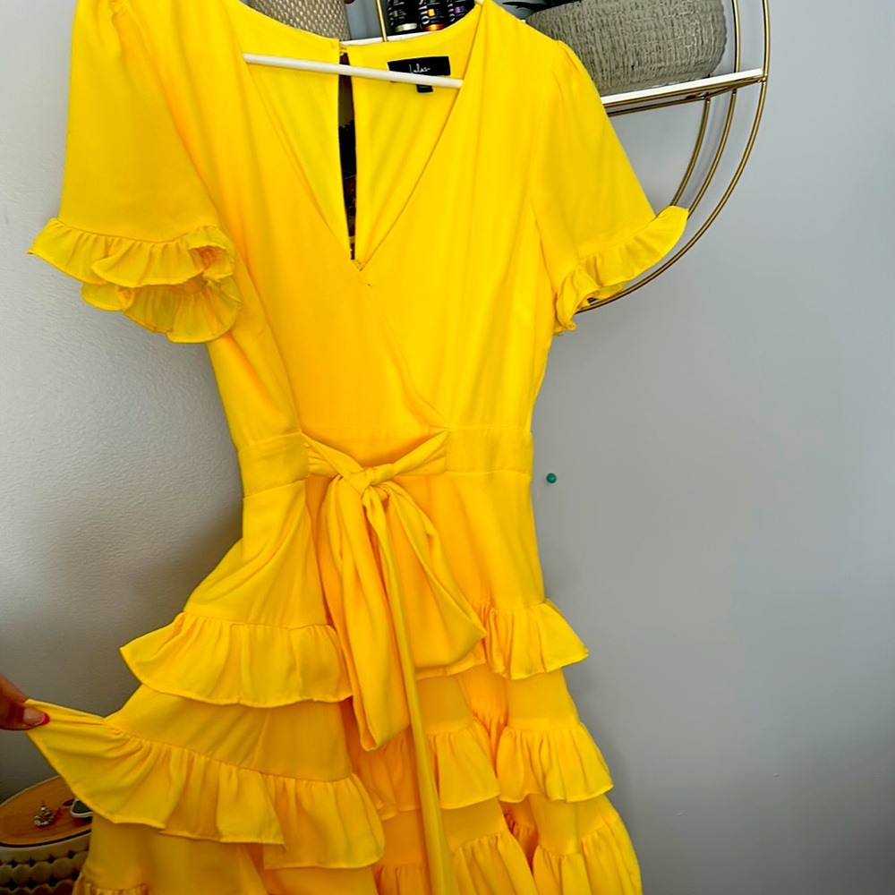 Lulus Mini Yellow Ruffle Dress - Picture 2 of 2